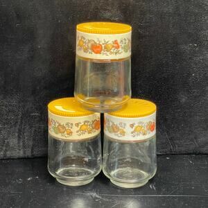 VTG GEMCO Glass Spice Of Life Mushroom Spice Jars Salt & Pepper Shakers Set Of 3